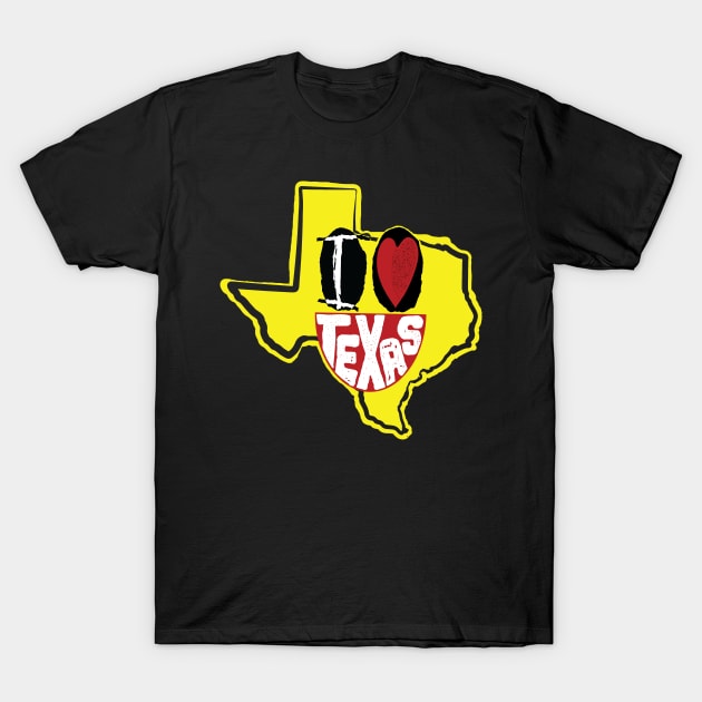 I Love Texas Smiling Happy Face T-Shirt by pelagio